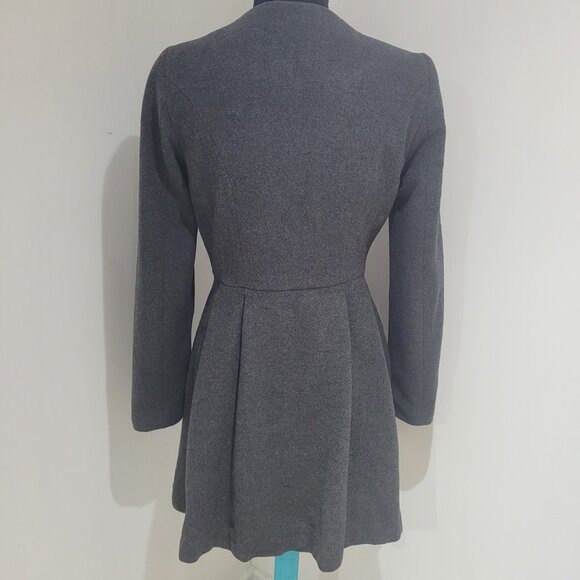 Bebe Wool Blend Snap Enclosure Peplum Coat Size XS Charcoal Gray Feminine Dressy - Picture 9 of 13